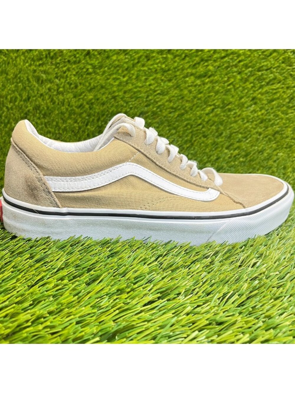 Vans Old Skool Low Mens Size 8 Womens 9.5 Khaki Skate Walking Shoes Sneakers